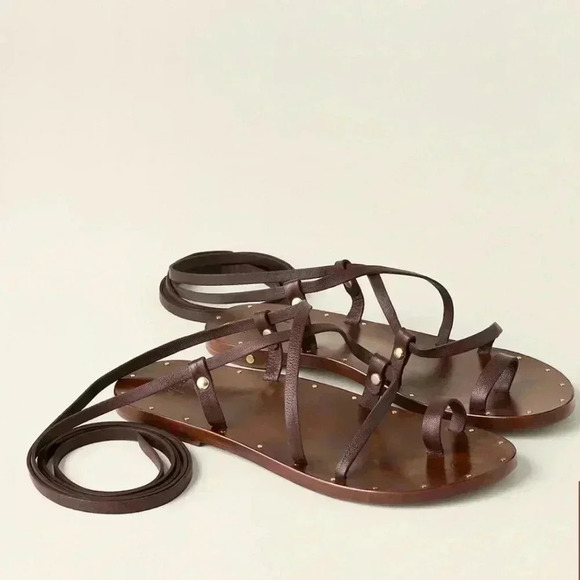 Beek Gladiator Black Leather Strappy Sandals - Picture 4 of 5